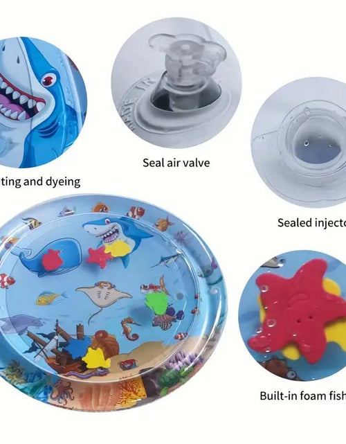 Load image into Gallery viewer, Interactive Aqua Cat Play Mat - PVC Splash Mat with Floating Fish Design and Kick Toy
