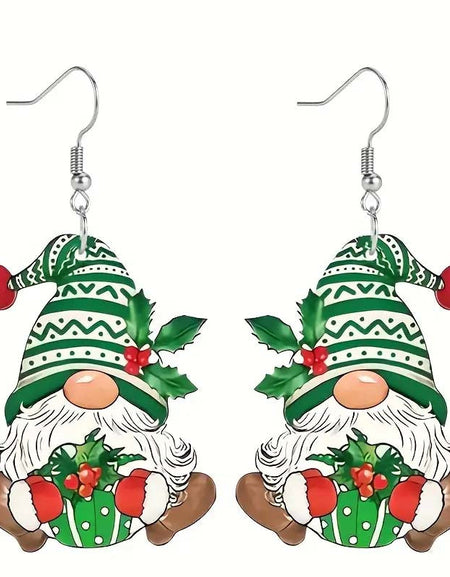 Set of 4 Christmas Gnome Dangle Earrings – Festive Santa Dwarf Design-Zy Fulfill
