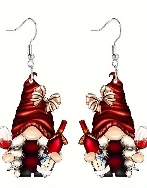 Load image into Gallery viewer, Set of 4 Christmas Gnome Dangle Earrings – Festive Santa Dwarf Design
