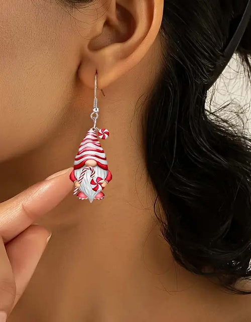 Load image into Gallery viewer, Set of 4 Christmas Gnome Dangle Earrings – Festive Santa Dwarf Design
