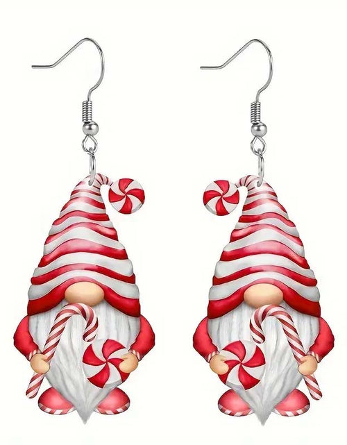 Load image into Gallery viewer, Set of 4 Christmas Gnome Dangle Earrings – Festive Santa Dwarf Design
