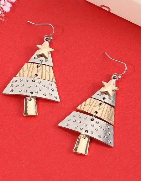 Elegant Zinc Alloy Christmas Tree Dangle Earrings – Perfect Holiday Gift for Her-Zy Fulfill