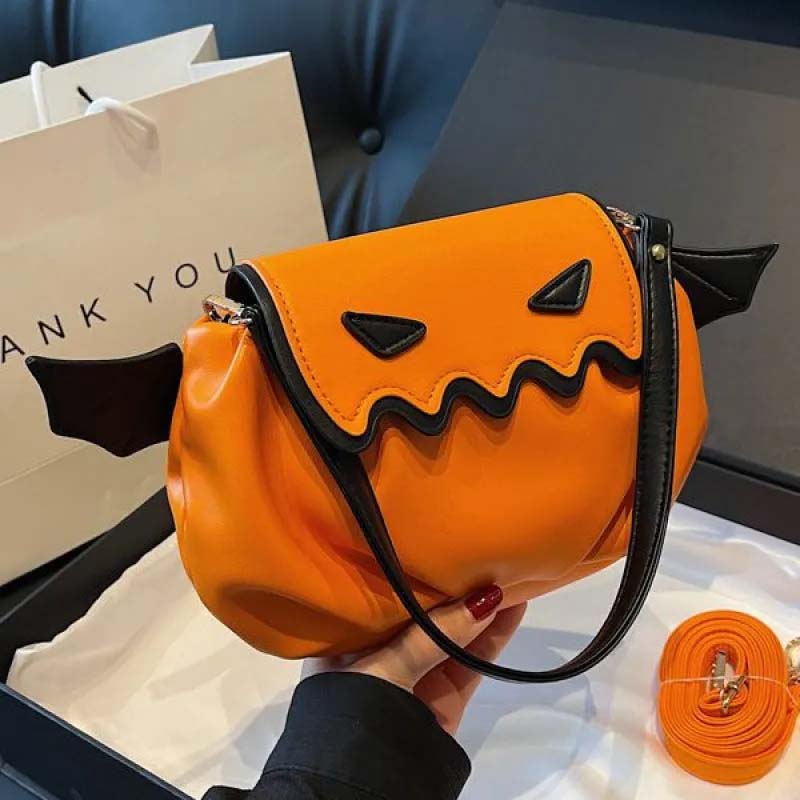 Halloween Pumpkin Crossbody Bag | Cute Cartoon with Wings