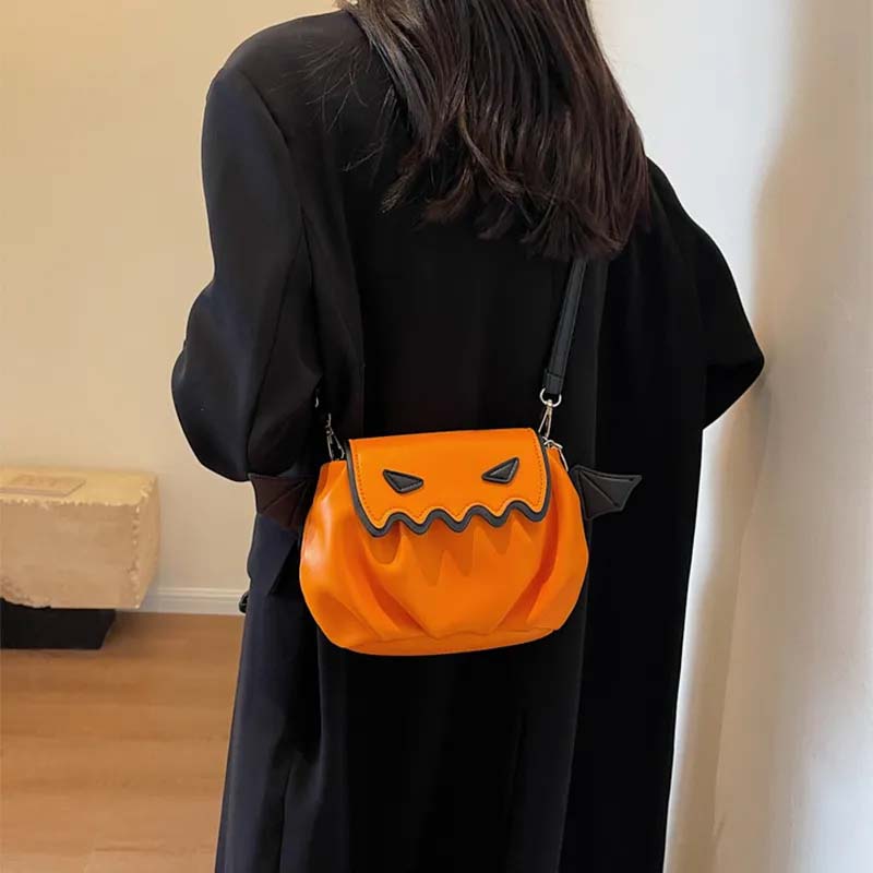 Halloween Pumpkin Crossbody Bag | Cute Cartoon with Wings