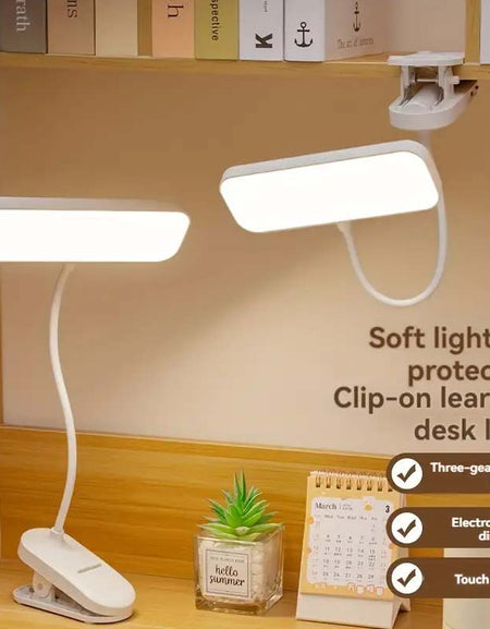 Clip-On LED Desk Lamp, Dimmable & Rechargeable | USB Powered-Zy Fulfill