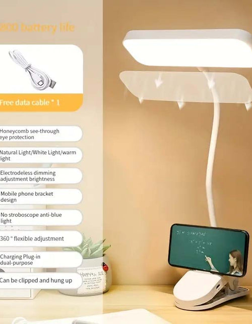 Load image into Gallery viewer, Clip-On LED Desk Lamp, Dimmable &amp; Rechargeable | USB Powered
