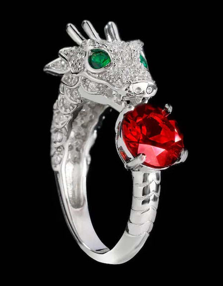 925 Sterling Silver Dragon Ring | Adjustable Gothic Jewelry-Zy Fulfill