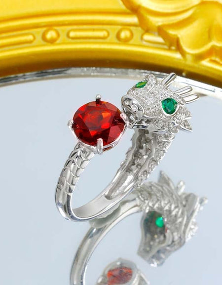 925 Sterling Silver Dragon Ring | Adjustable Gothic Jewelry-Zy Fulfill
