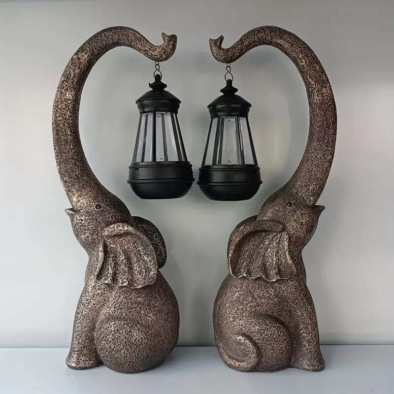 Solar Powered Elephant Statue - Color-Changing LED Garden Decor