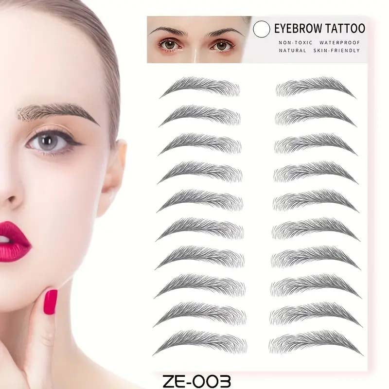 8 Varieties Waterproof 3D Eyebrow Stickers - Eco-Friendly & Skin-Safe | Long-Lasting Brow Style