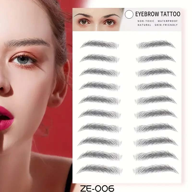 8 Varieties Waterproof 3D Eyebrow Stickers - Eco-Friendly & Skin-Safe | Long-Lasting Brow Style