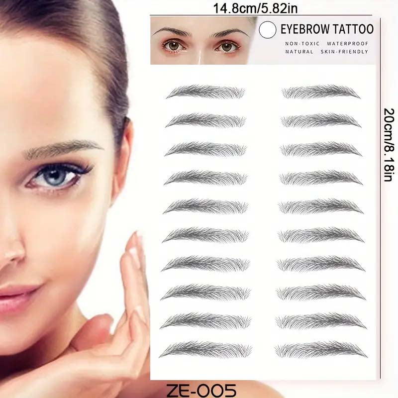 8 Varieties Waterproof 3D Eyebrow Stickers - Eco-Friendly & Skin-Safe | Long-Lasting Brow Style