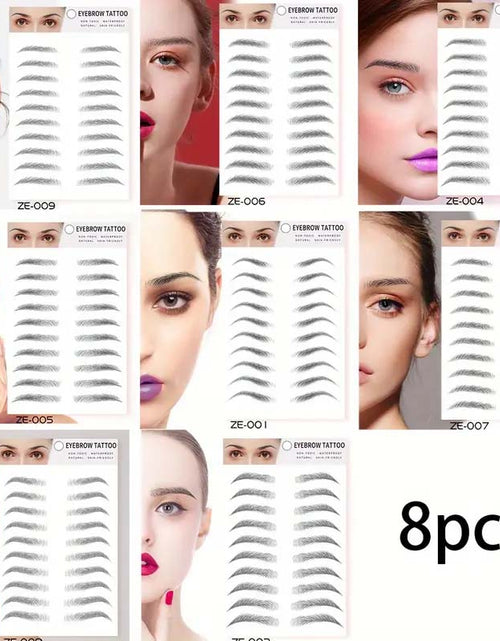 Load image into Gallery viewer, 8 Varieties Waterproof 3D Eyebrow Stickers - Eco-Friendly &amp; Skin-Safe | Long-Lasting Brow Style
