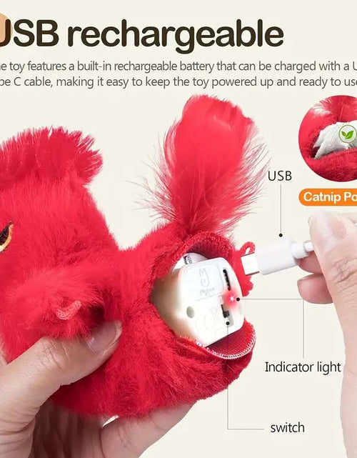 Load image into Gallery viewer, Interactive Chirping Cardinal Cat Toy - Rechargeable &amp; Lifelike
