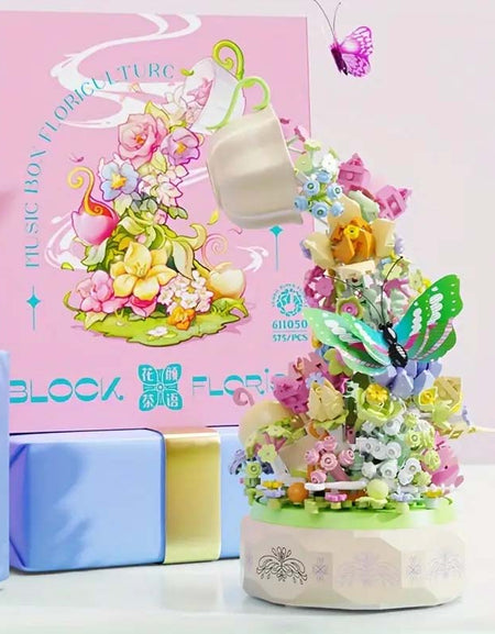 Flower Garden Building Set with Rotating Music Box-Zy Fulfill