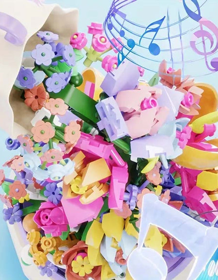 Flower Garden Building Set with Rotating Music Box-Zy Fulfill