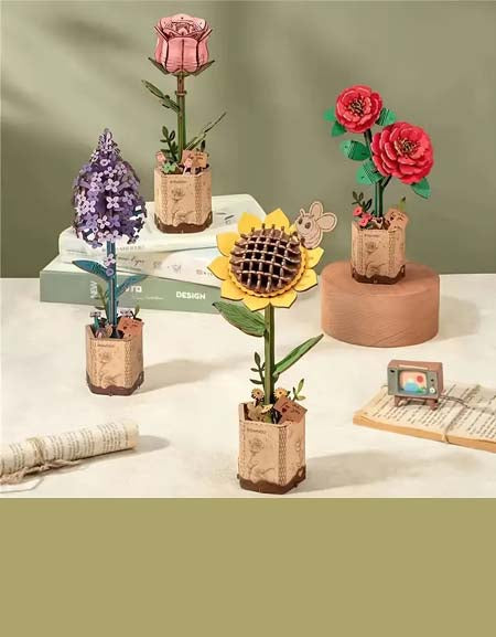 Wooden Flower Bouquet DIY Kit: Rose, Lilac, Sunflower, Carnation - Home Decor & Gift-Zy Fulfill