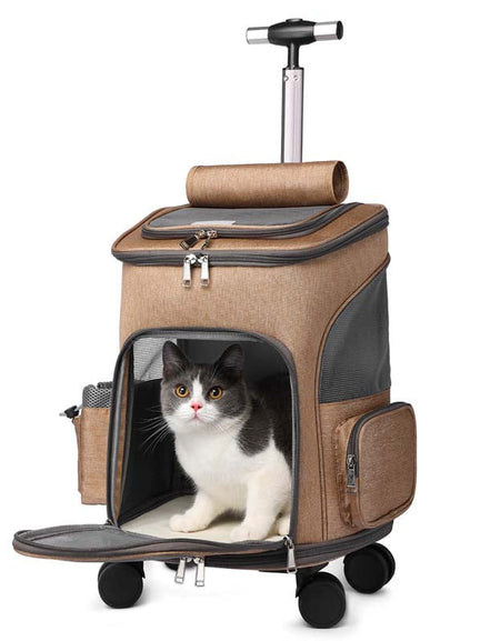 Portable Folding Pet Trolley Backpack – Travel Cat Carrier with Wheels | Comfortable & Convenient Pet Carrier-Zy Fulfill