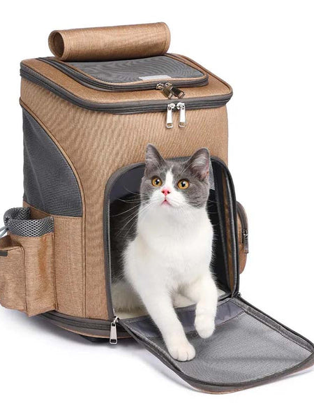 Portable Folding Pet Trolley Backpack – Travel Cat Carrier with Wheels | Comfortable & Convenient Pet Carrier-Zy Fulfill