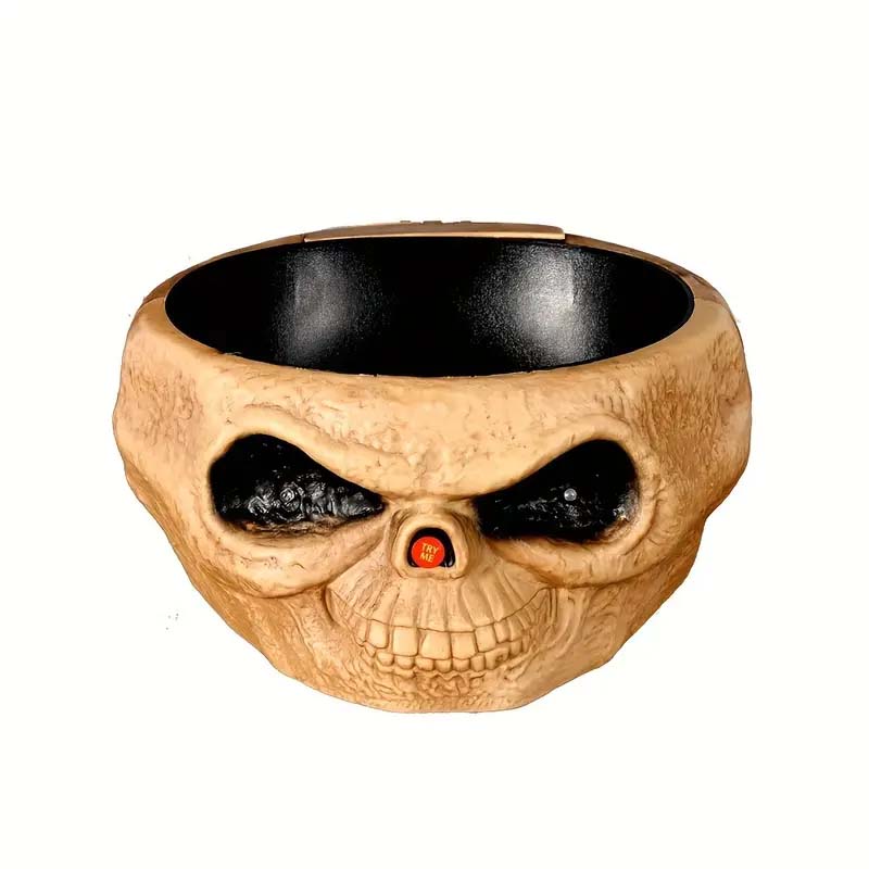 Halloween Skull Bowl Decoration - Motion-Activated with Glowing Eyes & Sound