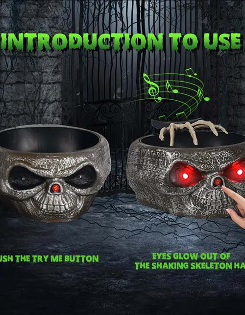 Load image into Gallery viewer, Halloween Skull Bowl Decoration - Motion-Activated with Glowing Eyes &amp; Sound
