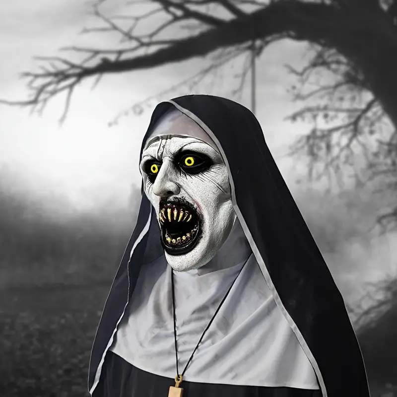 Qualteus Funky Nun Latex Mask Creepy Halloween