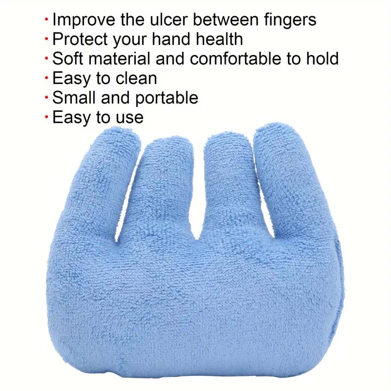 Blue Hand Rehabilitation Grip Cushion with Finger Separators | Prevents Pressure Sores