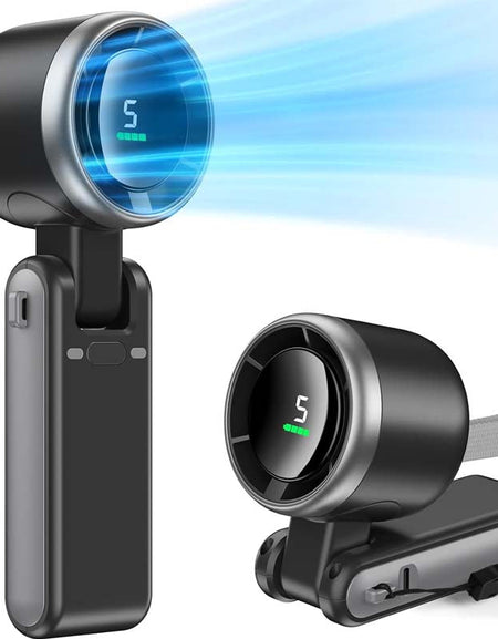 Foldable Rechargeable Handheld Fan | 5000mAh 5 Speeds Digital Display-Zy Fulfill