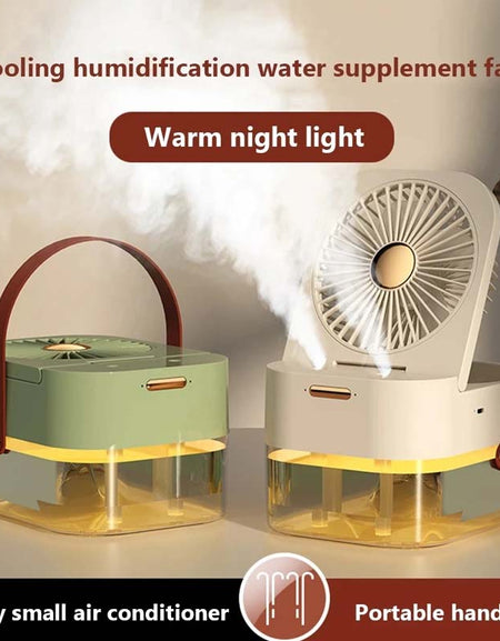 3-in-1 Portable Fan: Cooler, Humidifier, Night Light - USB Desktop-Zy Fulfill