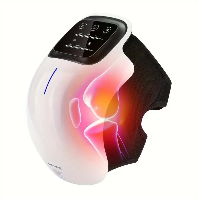 Cordless Knee Massager with Heat & Vibration | Adjustable Temp & LED Screen