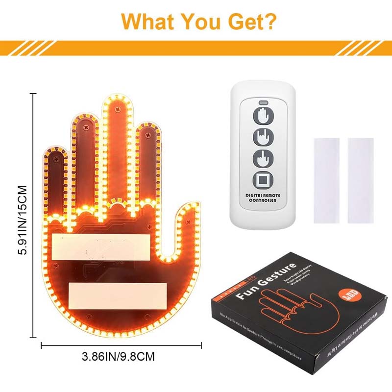 Car Finger Light | Funny LED Gesture Light with Remote Control