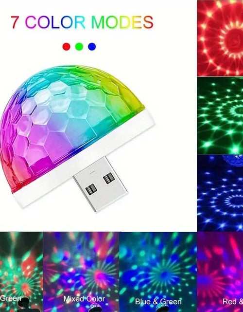 Load image into Gallery viewer, Mini USB Disco Ball Light – Sound Activated, Multi-Color LED for Parties, Cars, and More
