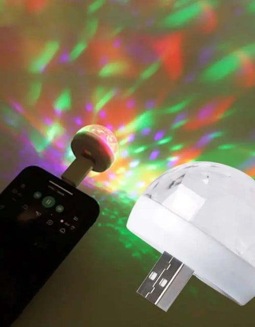 Load image into Gallery viewer, Mini USB Disco Ball Light – Sound Activated, Multi-Color LED for Parties, Cars, and More
