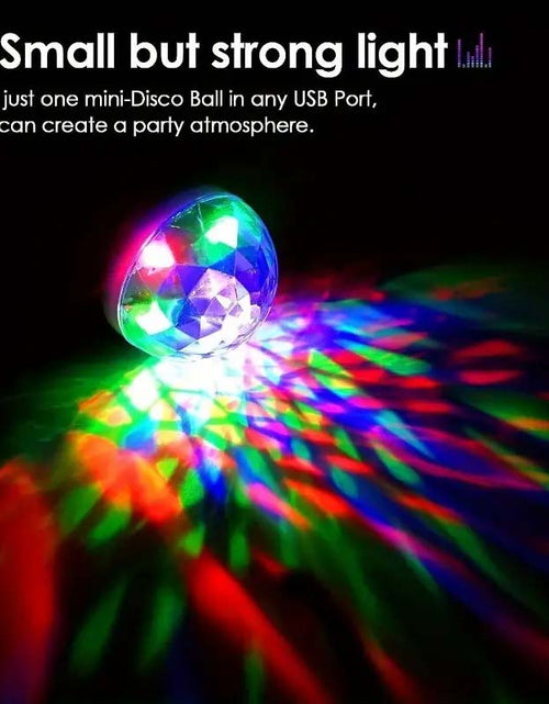 Load image into Gallery viewer, Mini USB Disco Ball Light – Sound Activated, Multi-Color LED for Parties, Cars, and More
