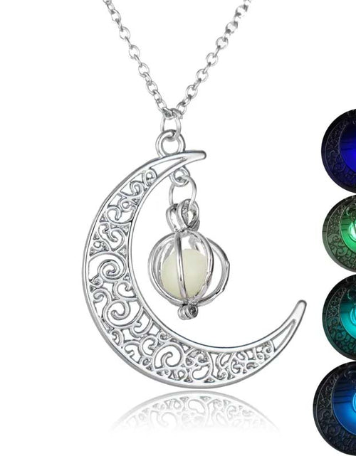 Load image into Gallery viewer, Luminous Moon Pendant Necklace | Glowing Stone &amp; Healing Charm
