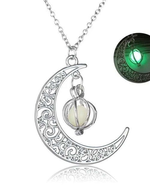 Load image into Gallery viewer, Luminous Moon Pendant Necklace | Glowing Stone &amp; Healing Charm
