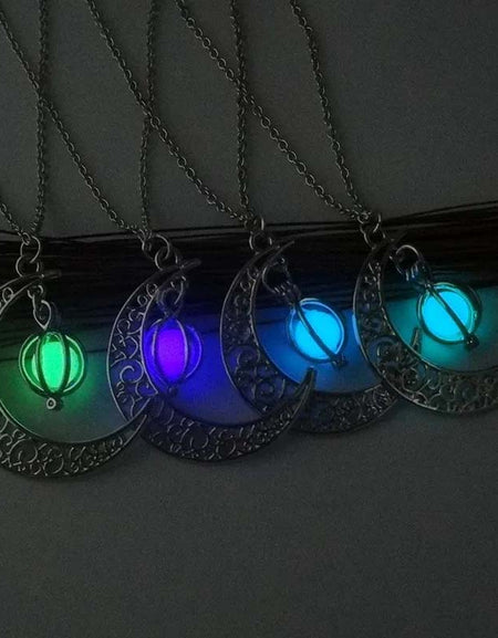 Luminous Moon Pendant Necklace | Glowing Stone & Healing Charm-Zy Fulfill