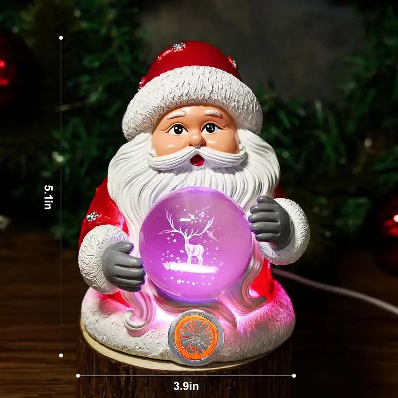 USB-Powered Santa Nightlight – 7-Color Changing Crystal Ball Christmas Decoration