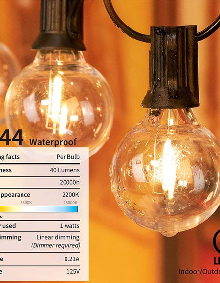 XERGY 25ft Outdoor G40 String Lights - 26 Edison Break-Proof Bulbs-Zy Fulfill