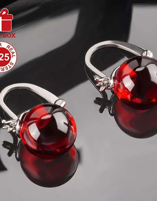 Load image into Gallery viewer, S925 Sterling Silver Red Pearl Dangle Earrings – Luxury French Style
