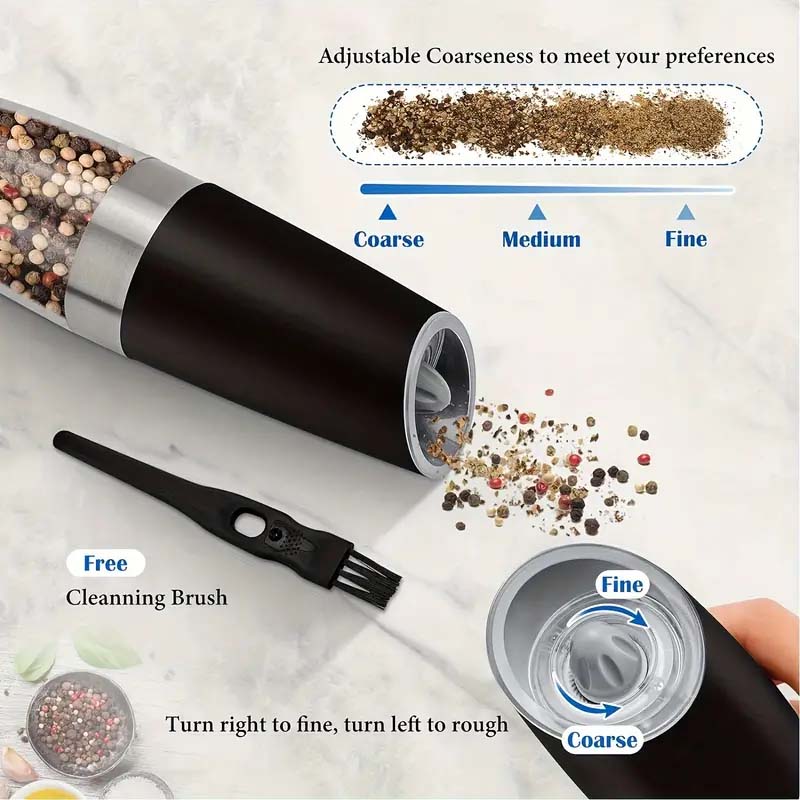 Electric Salt & Pepper Grinder Set - One-Hand Operation & LED Light-Zy Fulfill