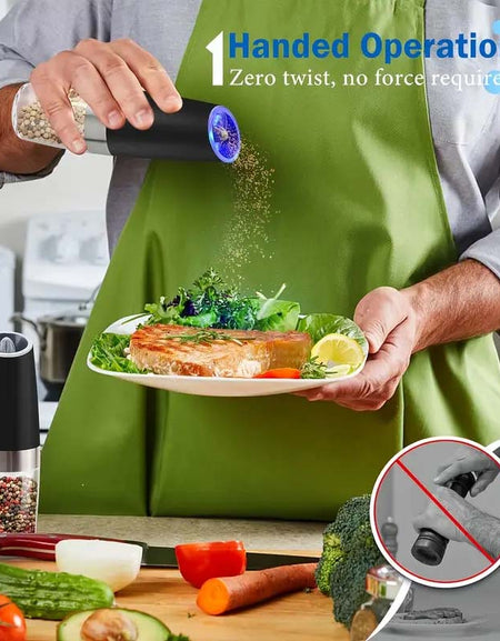 Electric Salt & Pepper Grinder Set - One-Hand Operation & LED Light-Zy Fulfill