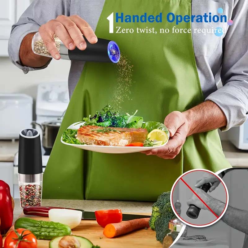 Electric Salt & Pepper Grinder Set - One-Hand Operation & LED Light-Zy Fulfill