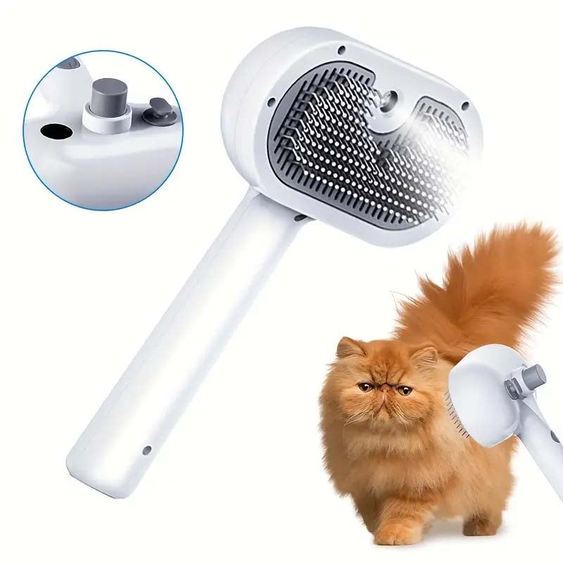 Cat Shedding Brush with One-Click Hair Removal and Durable Plastic Bristles