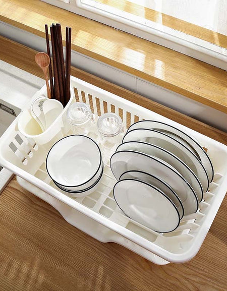 Simple Style Plastic Dish Drainer and Storage Rack Kitchen Shelf Drain Bowl Basket-Zy Fulfill