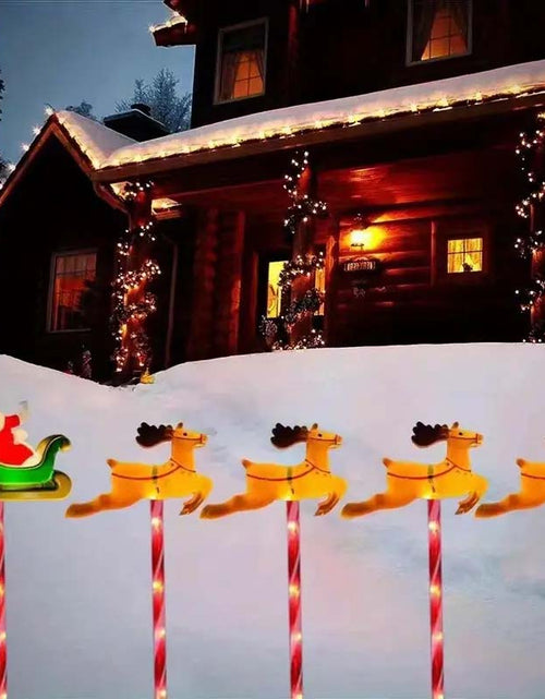 Load image into Gallery viewer, 5-Piece Solar-Powered LED Santa &amp; Reindeer Lights Set
