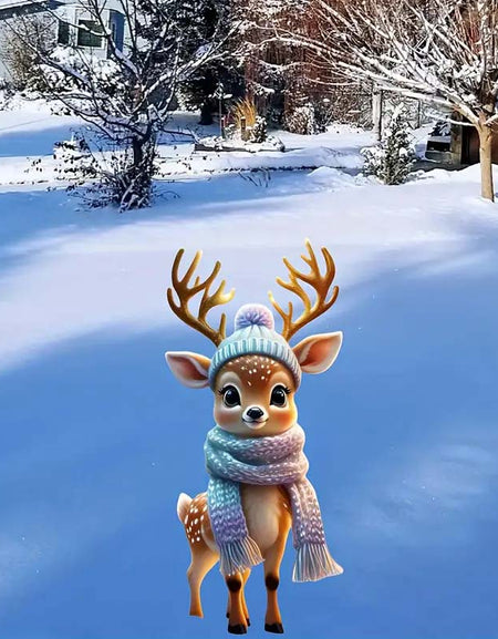 Charming 2D Christmas Reindeer Yard Stake - Festive Lawn Decor, 13.8x7.9 ????????-Zy Fulfill