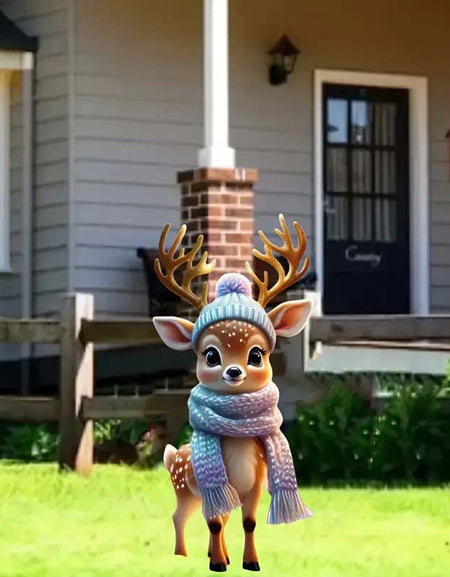 Charming 2D Christmas Reindeer Yard Stake - Festive Lawn Decor, 13.8x7.9 ????????-Zy Fulfill