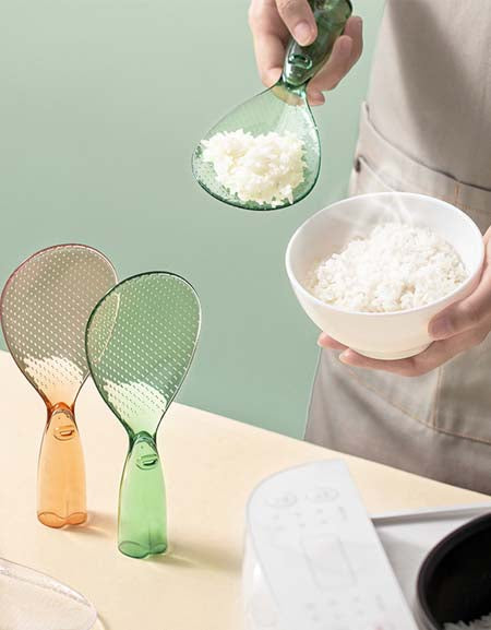 Transparent Non-Stick Rice Spoon with Long Handle - The Ultimate Kitchen Companion for Effortless Rice Serving