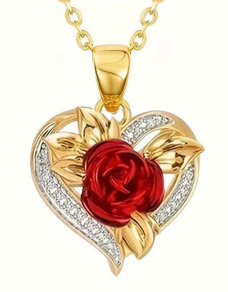 Love Rose Pendant Necklace - Romantic Jewelry-Zy Fulfill